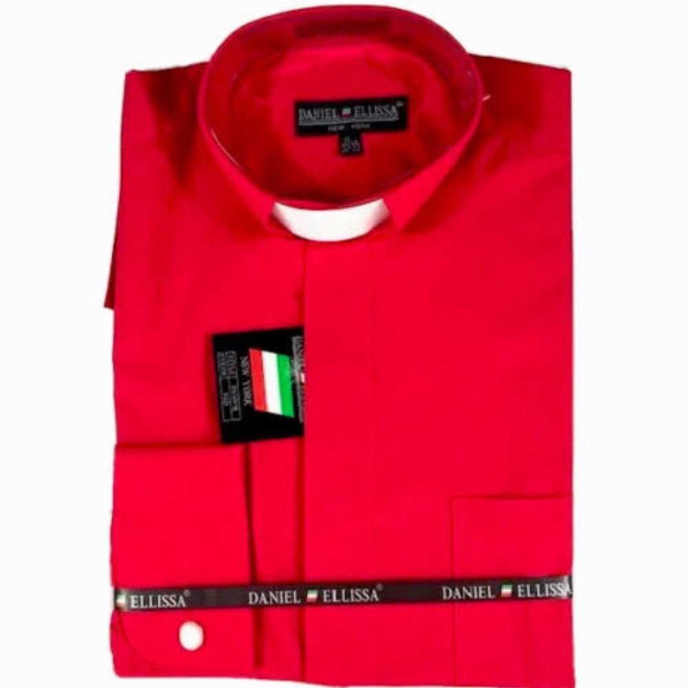 Daniel Ellissa Men's Clergy Shirt Red White Tab Banded Collar Sizes 14.5 - 22.5